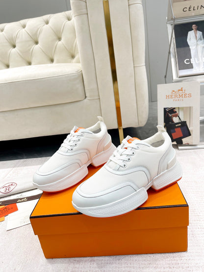 GIGA SNEAKER IN WHITE CREAM STITCHED MESH AND CALFSKIN