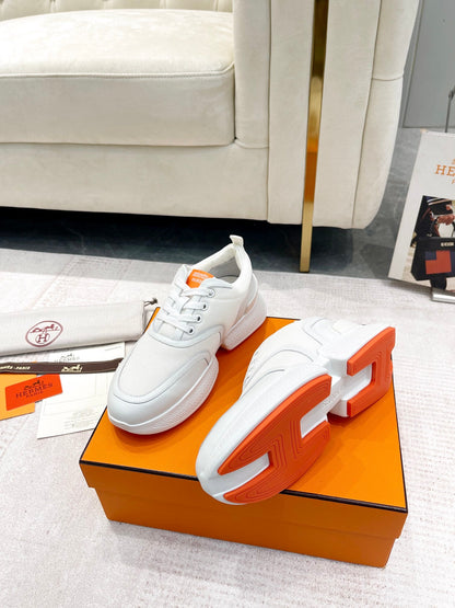 GIGA SNEAKER IN WHITE CREAM STITCHED MESH AND CALFSKIN
