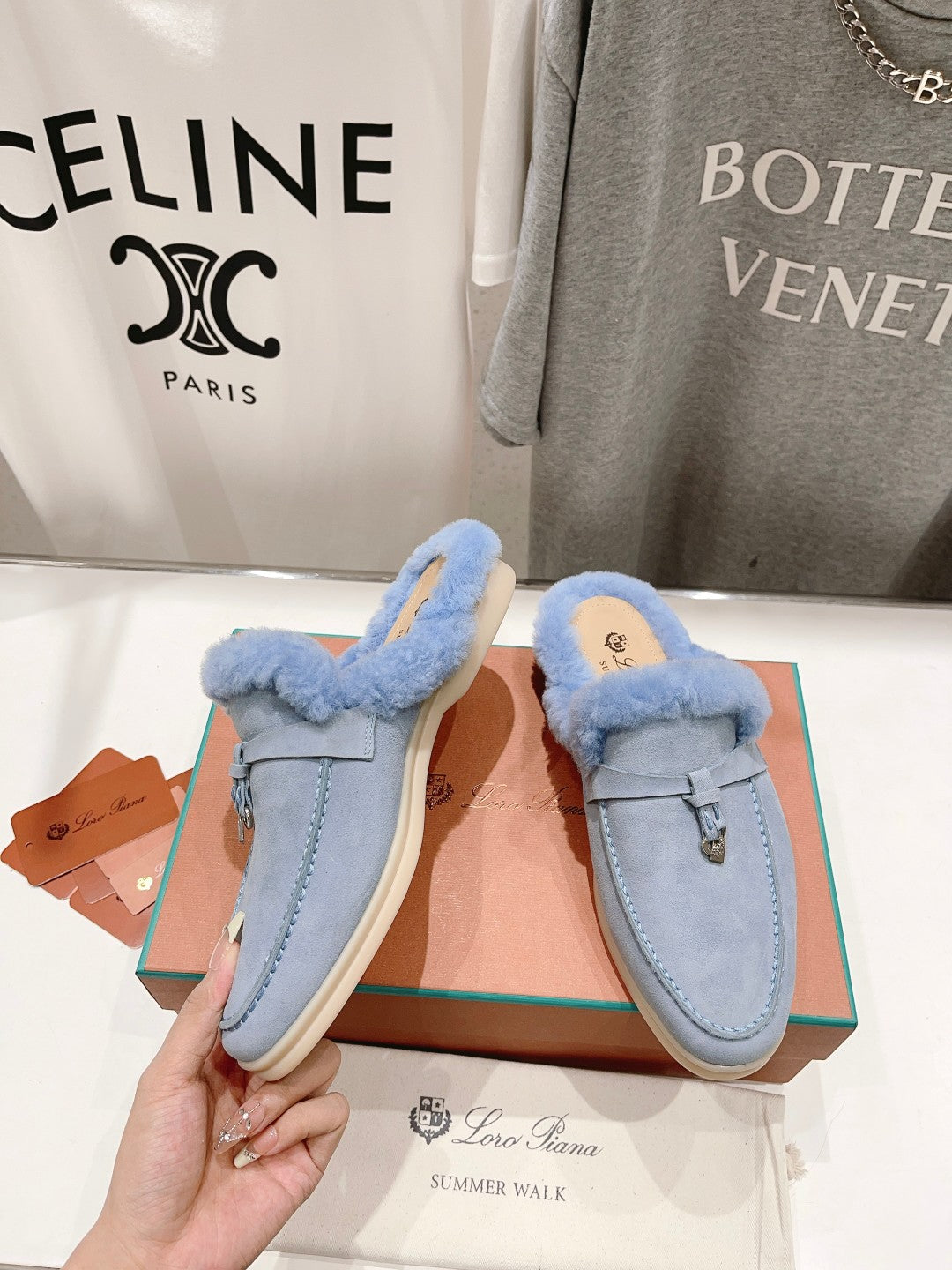 LP CHARMS WALK BABOUCHE LOAFERS SAPPHIRE FLEECE