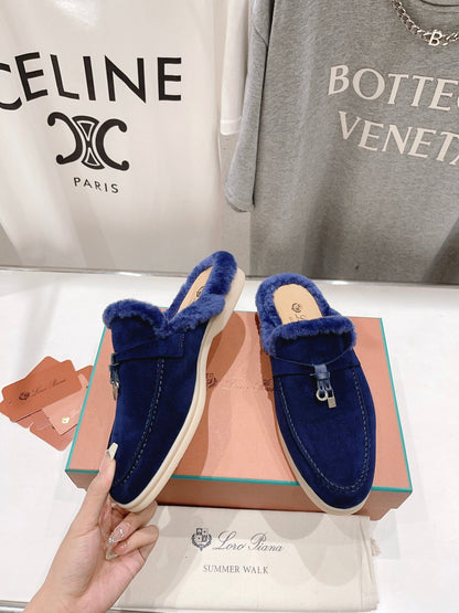 LP CHARMS WALK BABOUCHE LOAFERS NAVY FLEECE