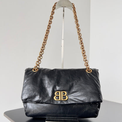 MONACO SMALL BAG 28 IN BLACK ARENA CALFSKIN GOLD HARDWARE