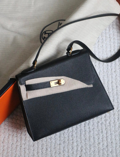 KELLY DESORDRE 20 IN BLACK EPSOM LEATHER WITH GOLD HARDWARE