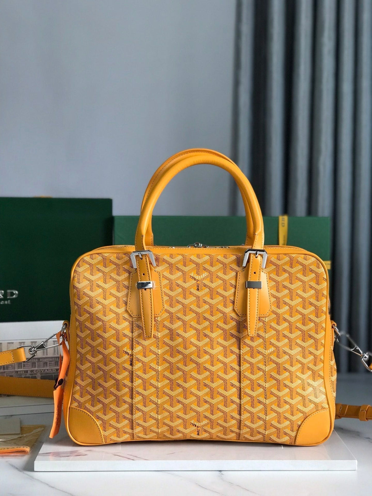 AMBASSADE DOCUMENT CASE 35 IN YELLOW GOYARDINE CANVAS