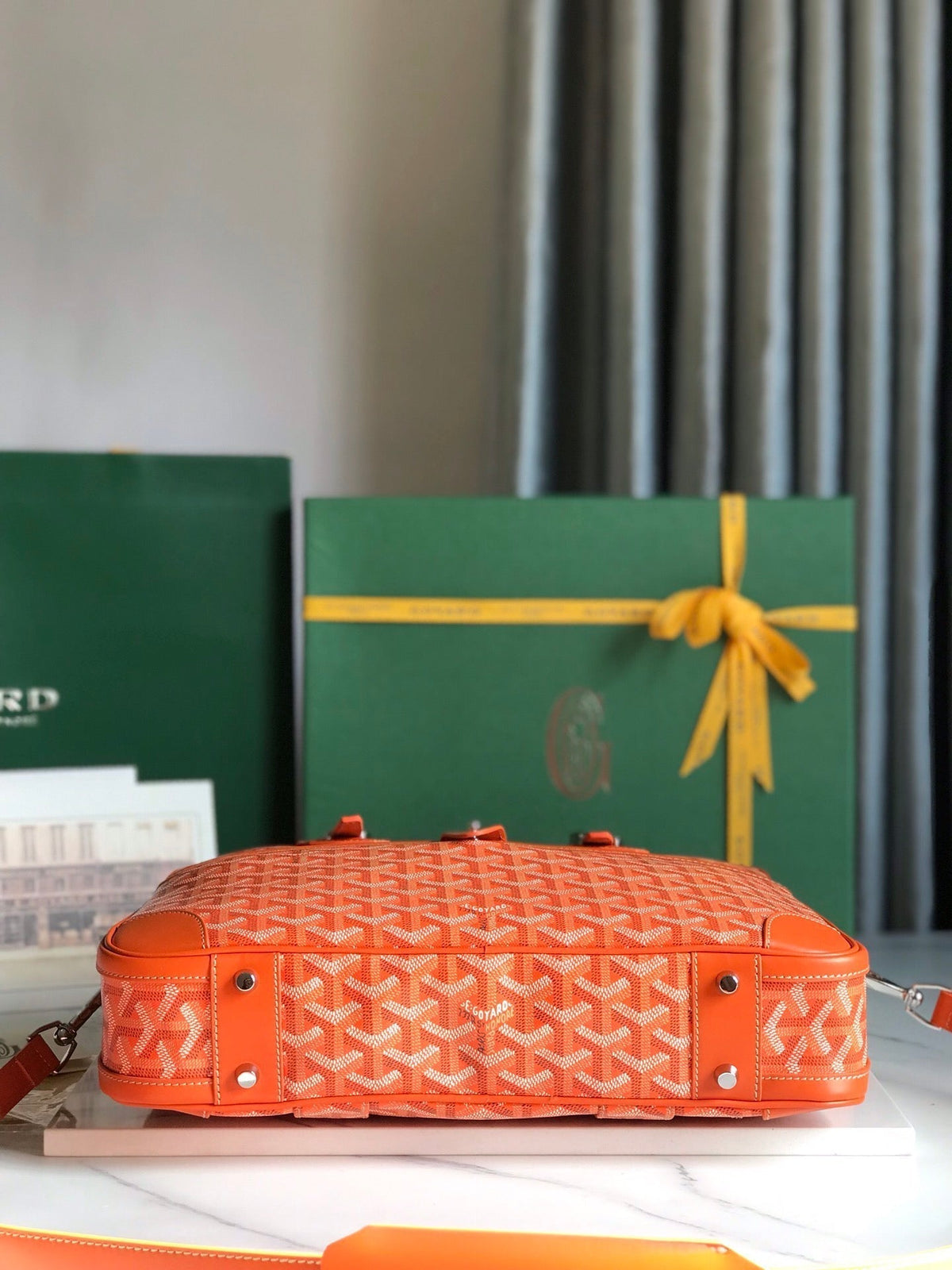 AMBASSADE DOCUMENT CASE 35 IN ORANGE GOYARDINE CANVAS