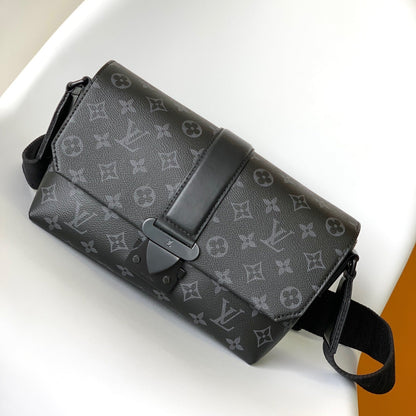 S-CAPE MESSENGER BAG 28 IN BLACK MONOGRAM ECLIPSE CANVAS
