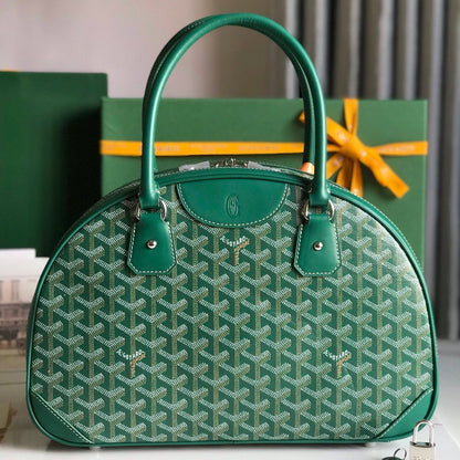 SAINT JEANNE BAG 35 IN GREEN GOYARDINE CANVAS AND CALFSKIN