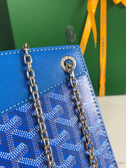 ROUETTE STRUCTURÉ MINI BAG 21 IN SAPPHIRE BLUE GOYARDINE CANVAS AND CALFSKIN
