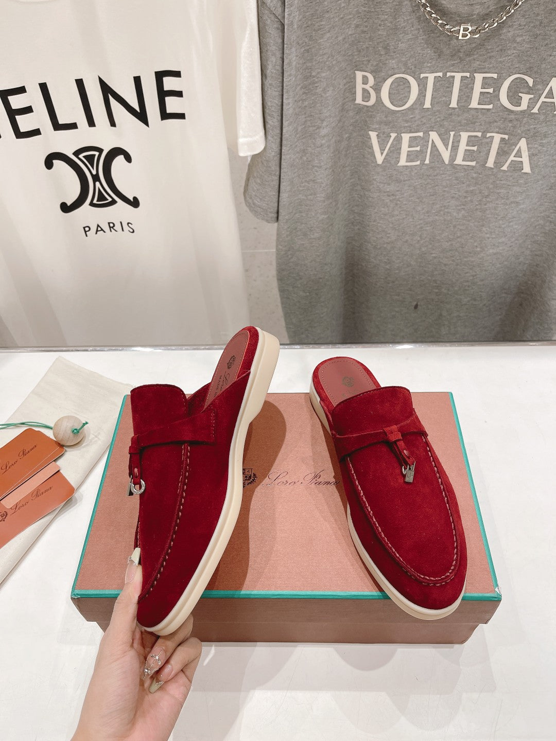 LP CHARMS WALK BABOUCHE LOAFERS CHERRY SUEDE