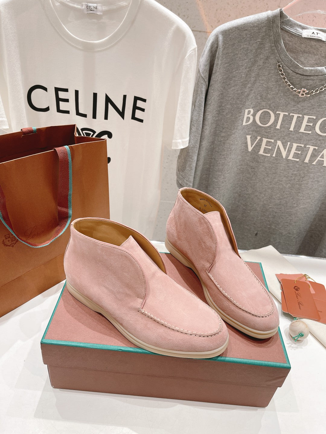 LP HIGH TOP OPEN WALK LOAFERS PASTEL PINK SUEDE