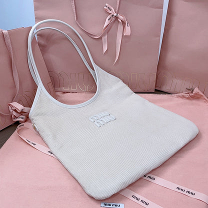 IVY TOTE BAG 40 IN WHITE CORDUROY