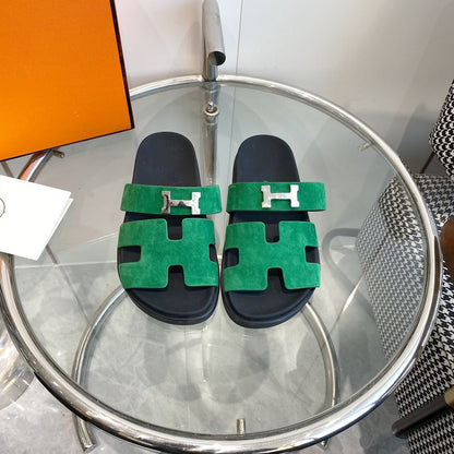 Chypre Sandal Green Suede