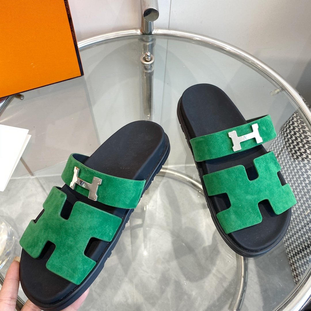 Chypre Sandal Green Suede