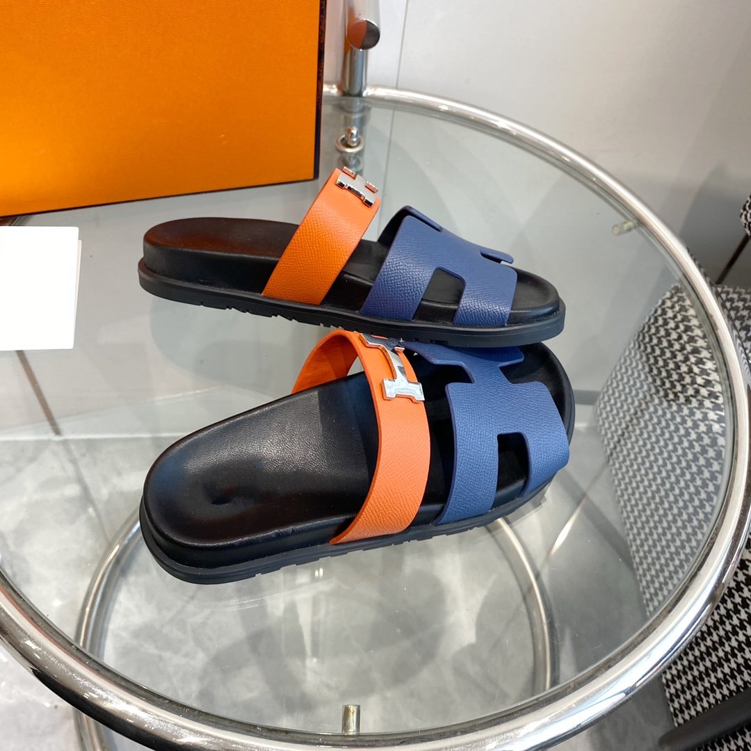 Chypre Sandal Charcoal Blue Leather