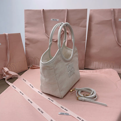 IVY HANDBAG 22 IN WHITE CANVAS