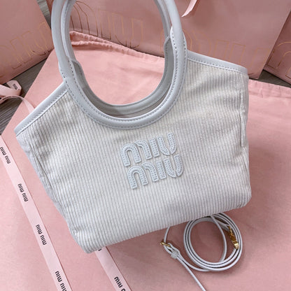 IVY HANDBAG 22 IN WHITE CANVAS