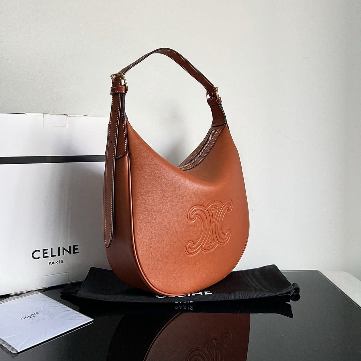 TRIOMPHE 31 TAN BROWN CALFSKIN