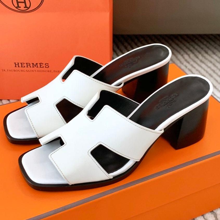HELIA 60 SANDAL IN WHITE CALFSKIN