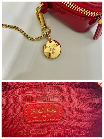 MINI HAND BAG 11 WITH GOLD STRAP IN RED PATENT CALFSKIN