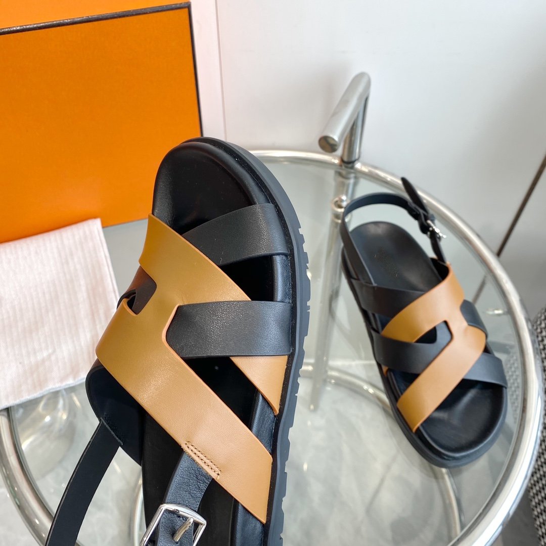 Genius Sandal Slingback Black/Brown Calfskin Leather