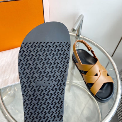 Genius Sandal Slingback Light Brown Calfskin Leather