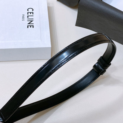 SMALL 18 MM GOURMETTE TRIOMPHE ADJUSTABLE BELT IN BLACK LEATHER SILVER HARDWARE