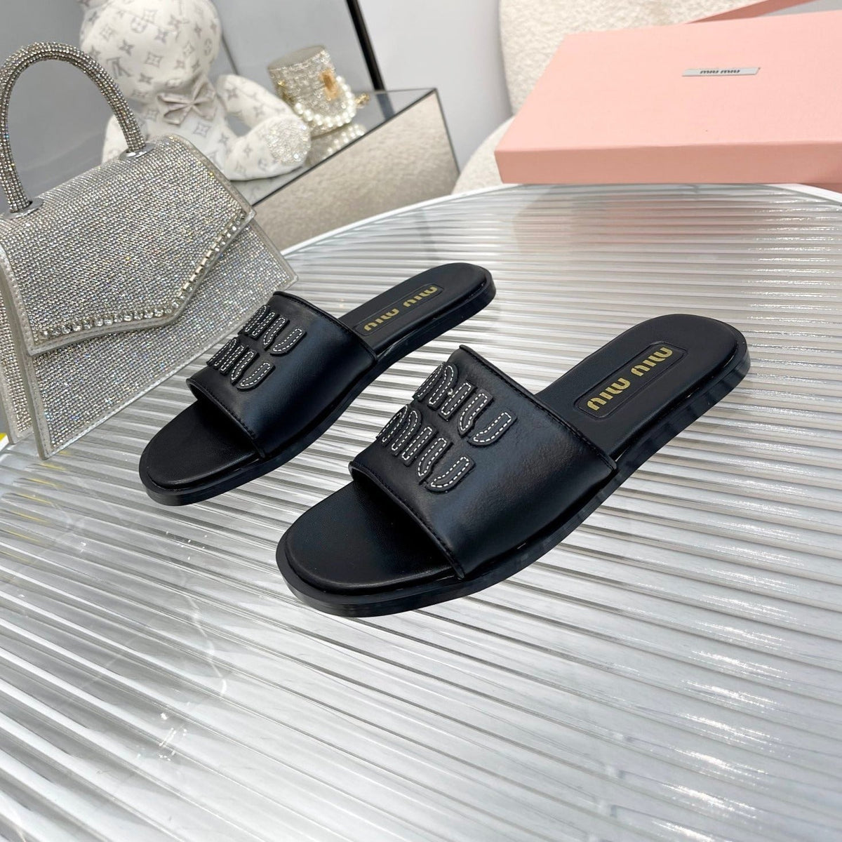 Slippers Black Leather
