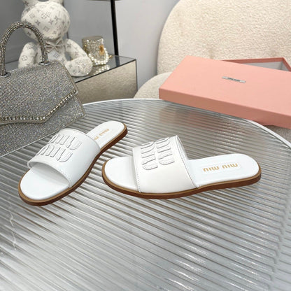 Slippers White Leather