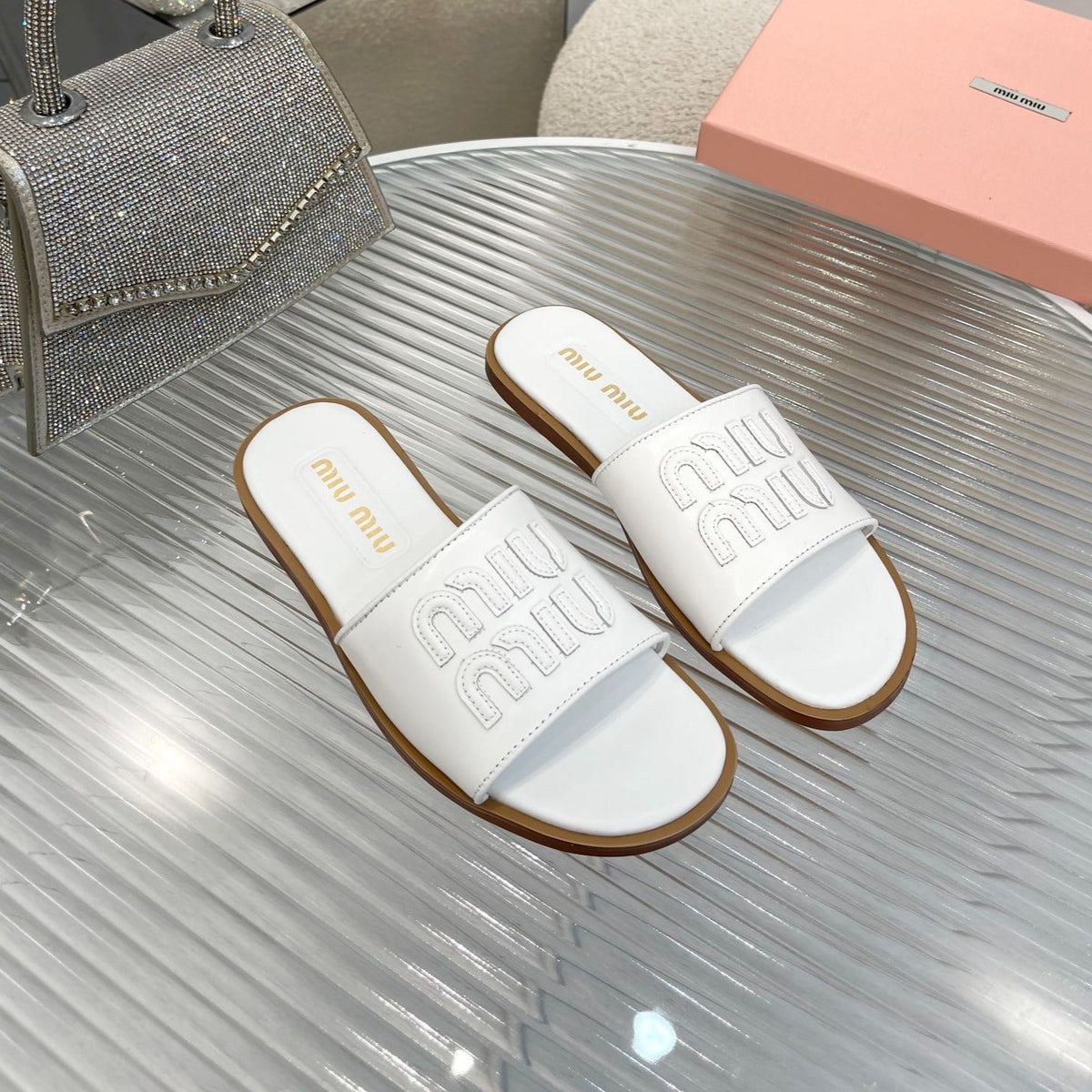 Slippers White Leather