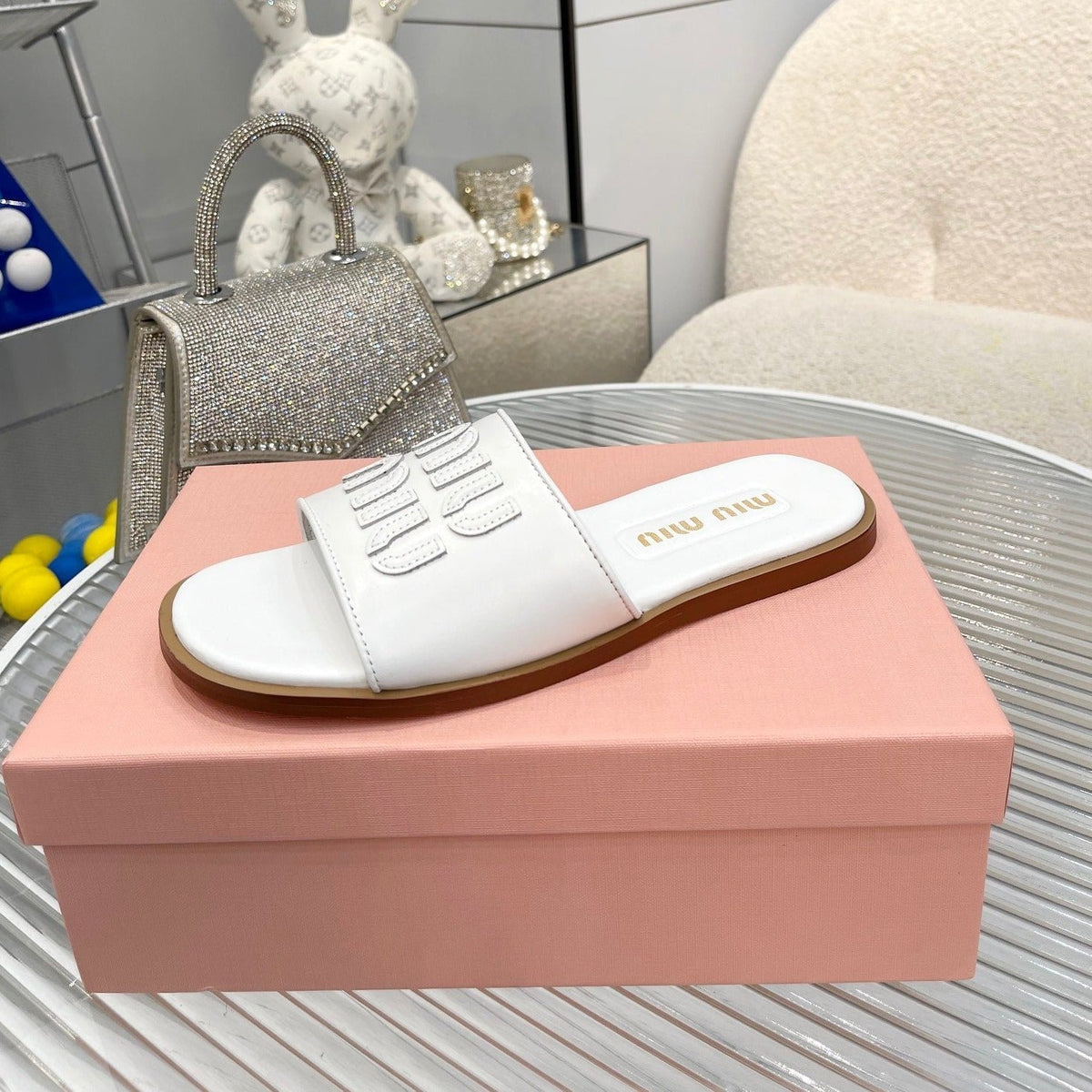 Slippers White Leather