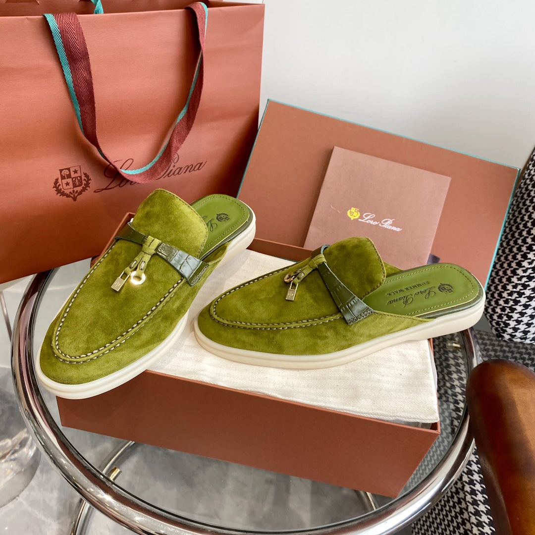LP CHARMS WALK BABOUCHE LOAFERS CHARTREUSE SUEDE
