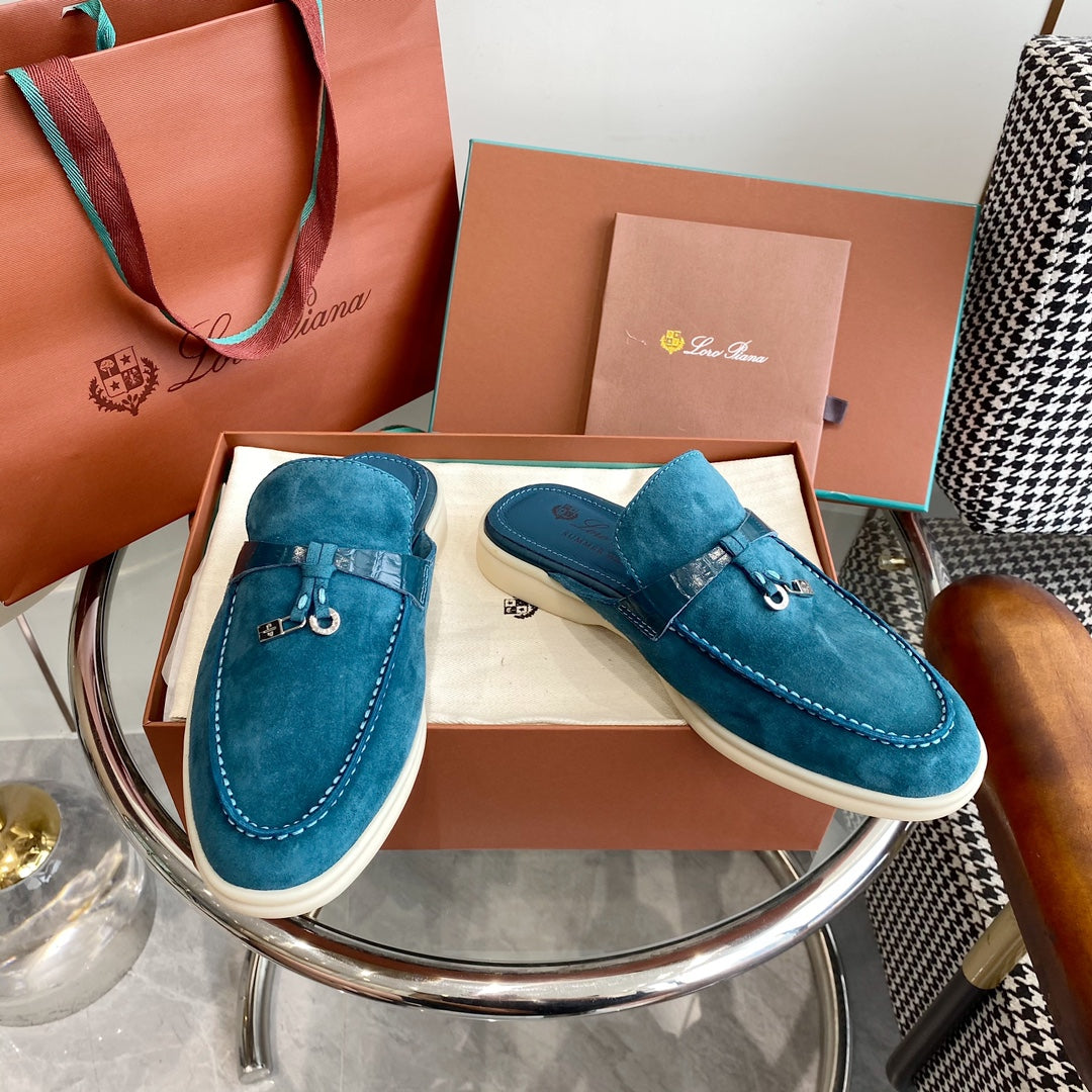 LP CHARMS WALK BABOUCHE LOAFERS OCEAN SUEDE