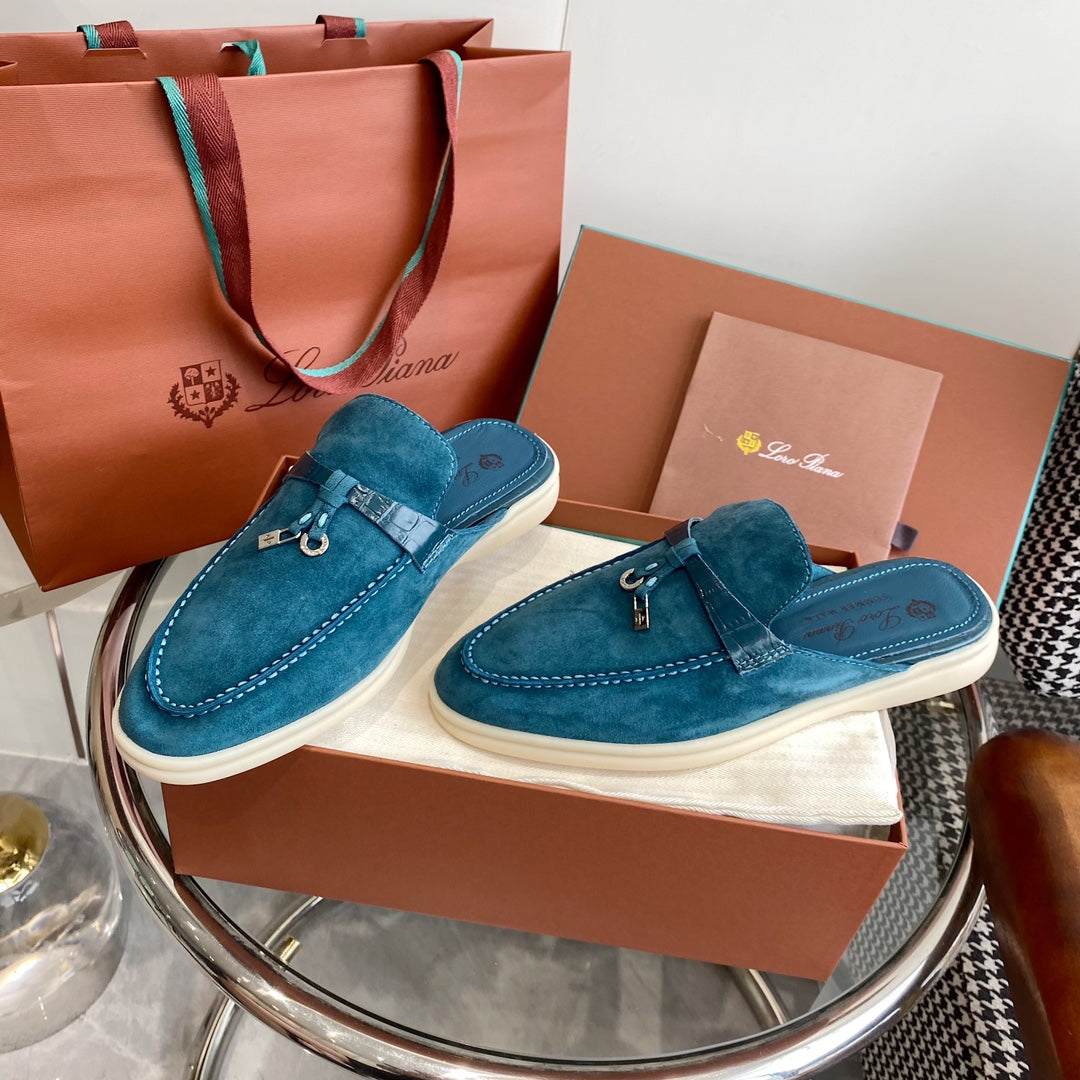 LP CHARMS WALK BABOUCHE LOAFERS OCEAN SUEDE