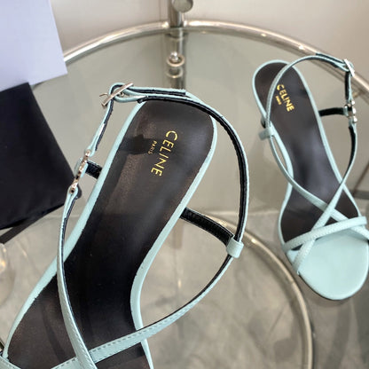HIGH HEEL SANDAL 65MM IN SKY BLUE CALFSKIN