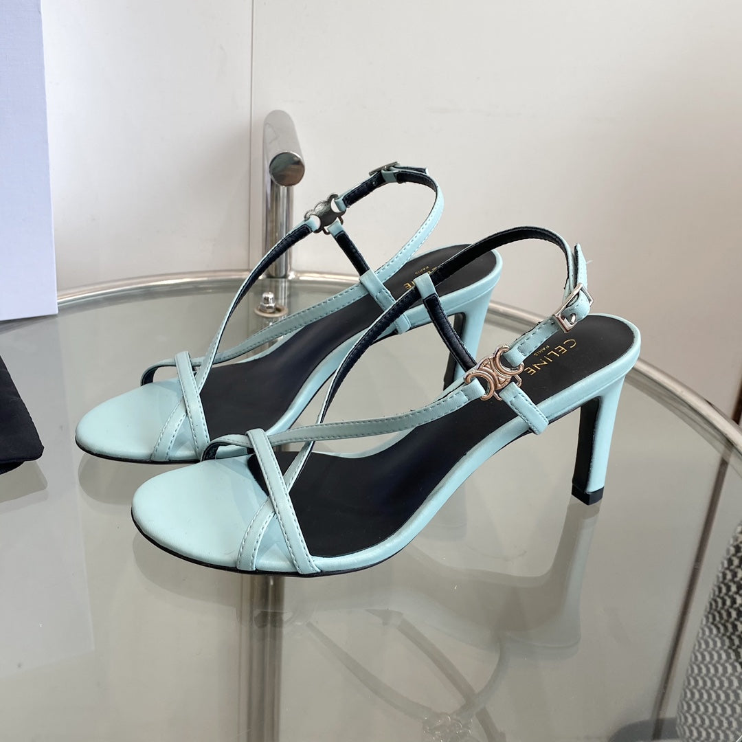 HIGH HEEL SANDAL 65MM IN SKY BLUE CALFSKIN