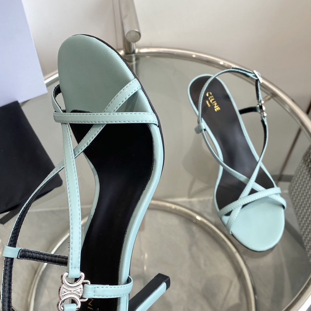 HIGH HEEL SANDAL 65MM IN SKY BLUE CALFSKIN