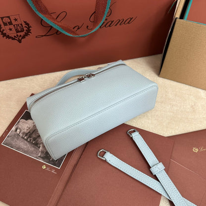 EXTRA POCKET L19 IN LIGHT BLUE CALFSKIN WITH SILVER HARDWARE