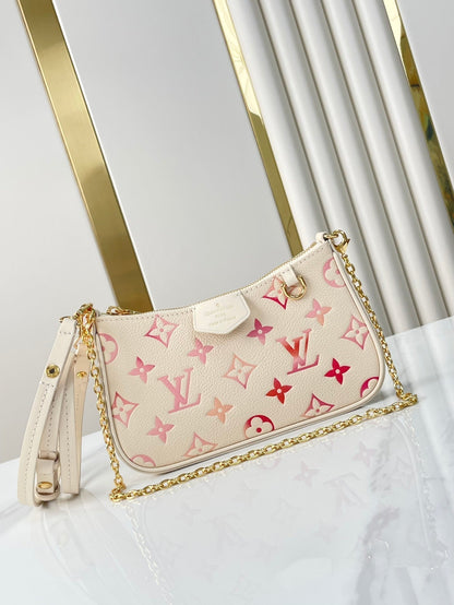 EASY POUCH ON STRAP 19 IN SUNRISE AQUARELLE MONOGRAM EMPREINTE LEATHER GOLD CHAIN