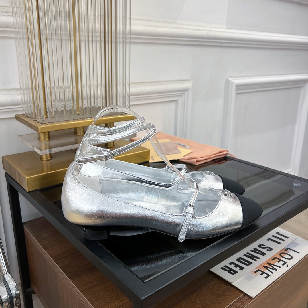 Sandal Ballets Silver Sheepskin