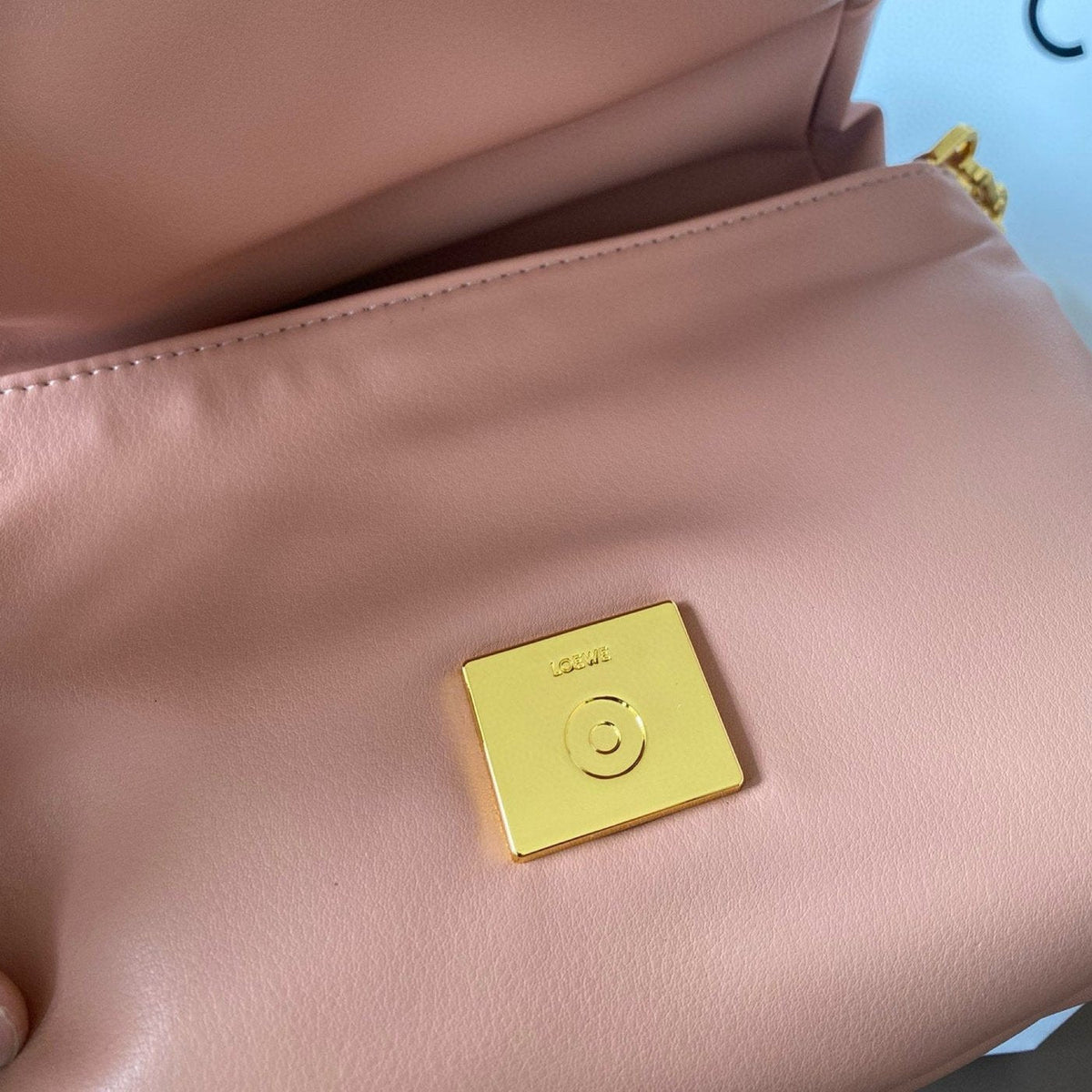 LOE MINI PUFFER GOYA 23 BAG IN CAMEL SHINY NAPPA LAMBSKIN
