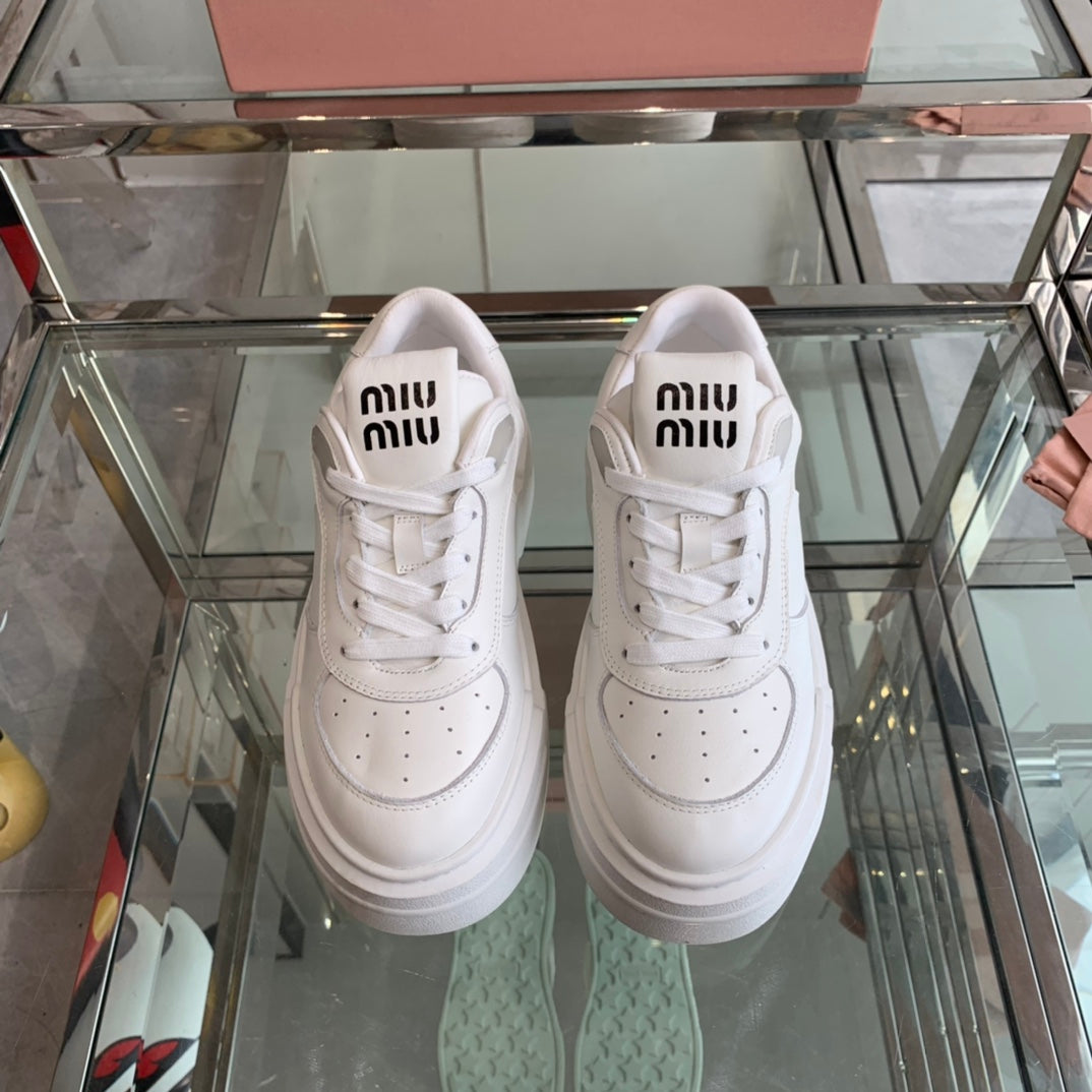 Sneakers Thick-soled White Cowhide