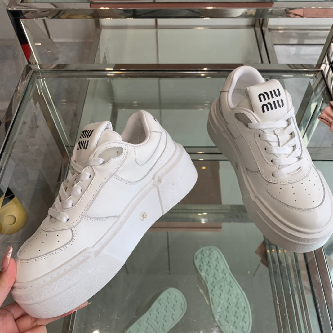 Sneakers Thick-soled White Cowhide