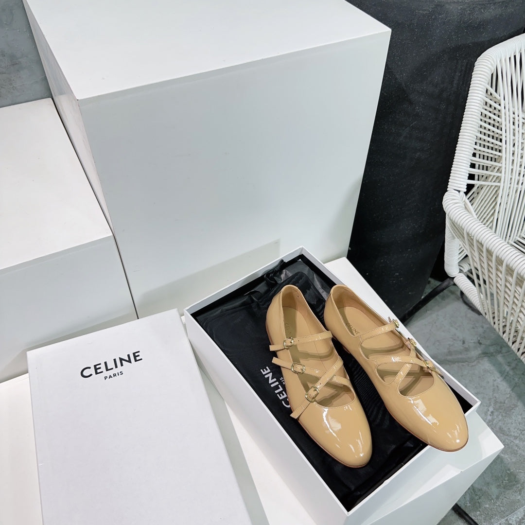 FLAT MARY JANE IN SEPIA TAN CALFSKIN