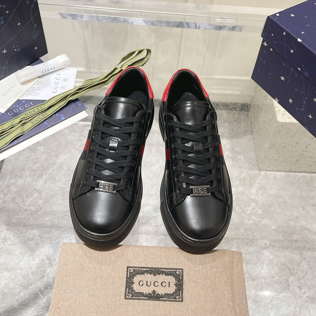 GG ACE 30 SUPREME TRAINER BLACK CALFSKIN