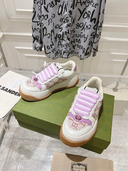 GG SCREENER 50 SNEAKER WHITE AND PURPLE CALFSKIN