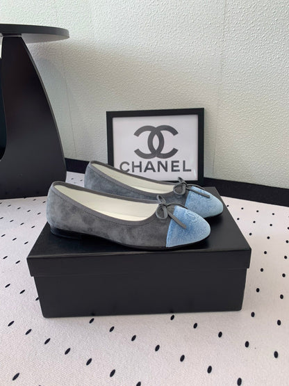 BALLET FLAT GREY MIX LIGHT BLUE VELVET