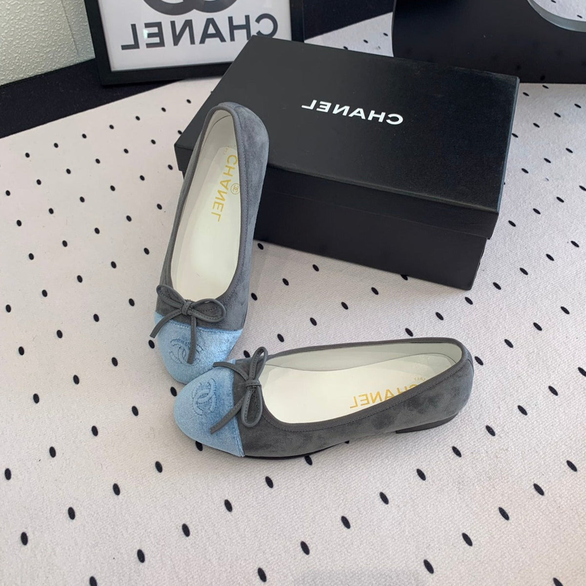 BALLET FLAT GREY MIX LIGHT BLUE VELVET