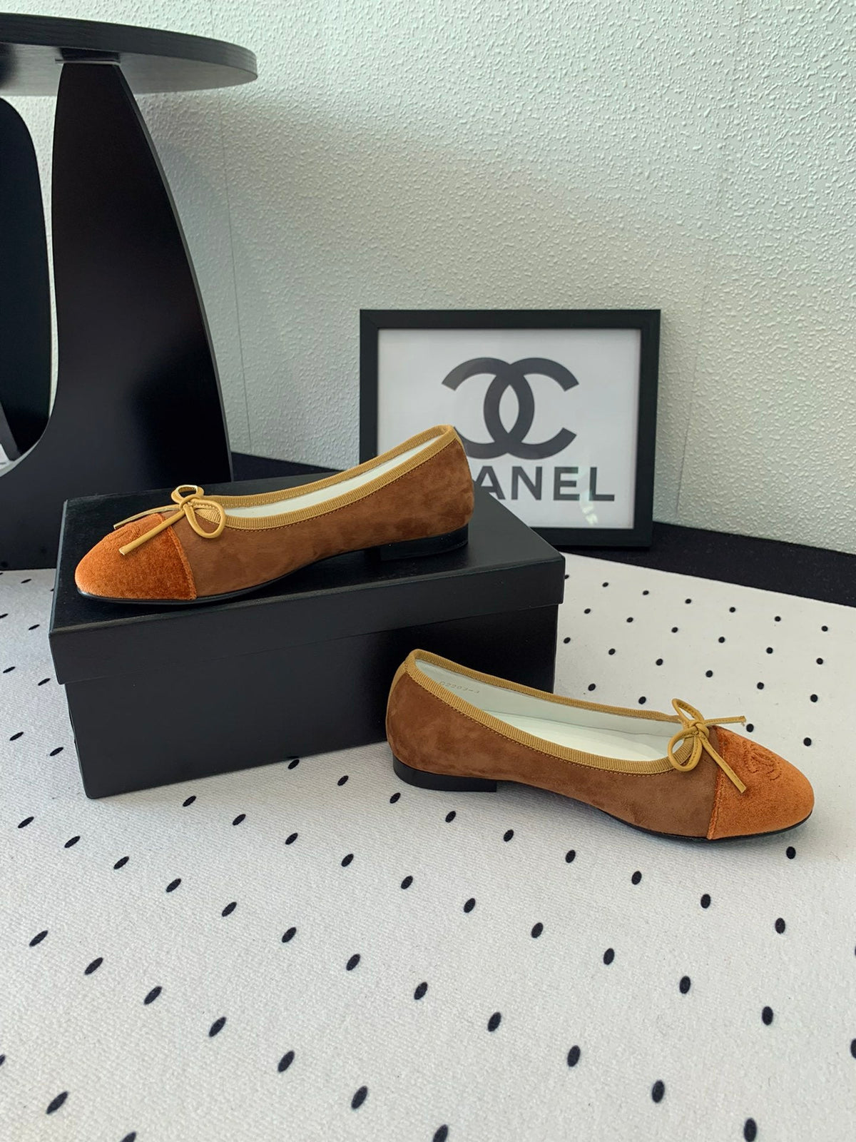 BALLET FLAT LIGHT BROWN MIX BROWN VELVET