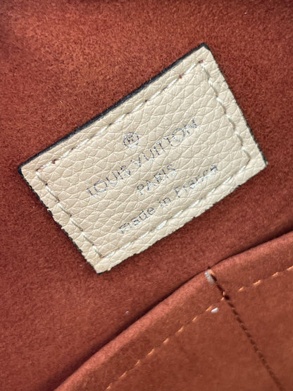 HAND IT ALL MM 32 IN CREAM MONOGRAM PERFORATE CALFSKIN SILVER HARDWARE