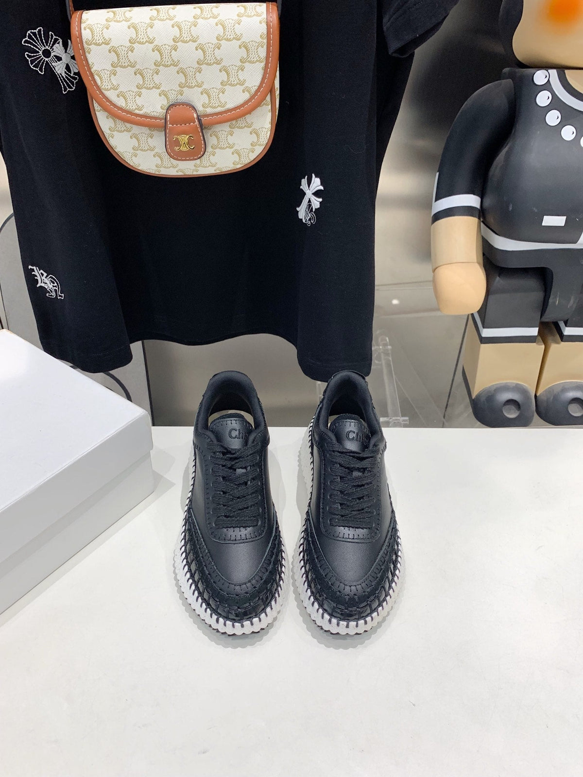 NAMA SNEAKER 5 CM IN BLACK CALFSKIN
