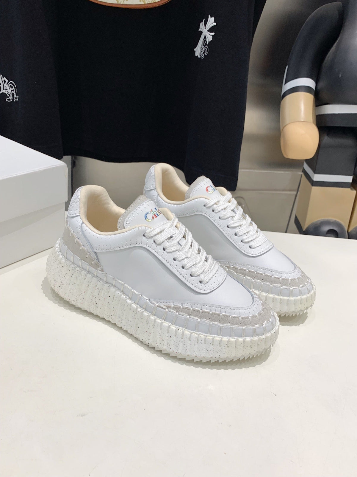 NAMA SNEAKER 5 CM IN WHITE CALFSKIN